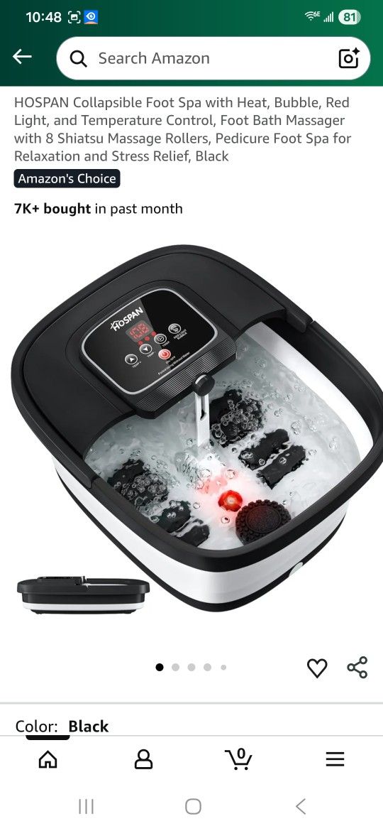 Collapsible Foot Spa with Heat, Bubble, Red Light, and Temperature Control, Foot Bath Massager with 8 Shiatsu Massage Rollers, Pedicure Foot Spa for R