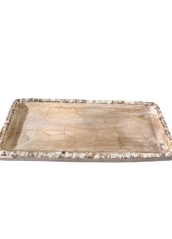Natural Wood Tone Decorative Tray - Beige/White