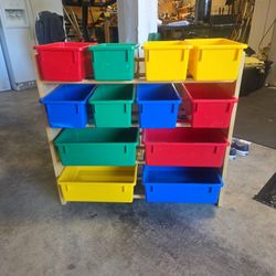 Toy Storage Shelf With Bins