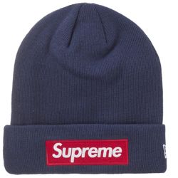 Supreme Box Logo Beanie New Era Navy