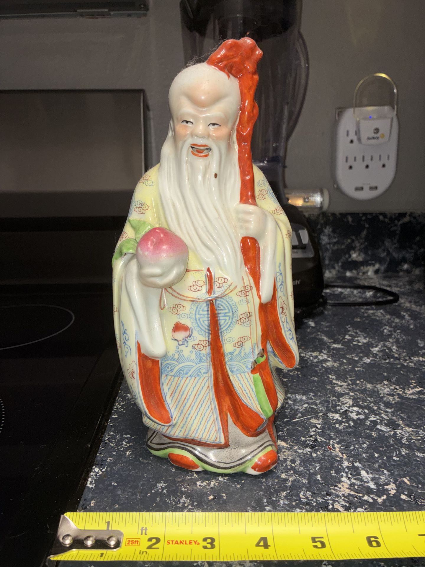 New condition MCM Chinese God of Longevity -Shouxing Statue -Old Man Of The South Pole Famille Rose Porcelain wiseman
