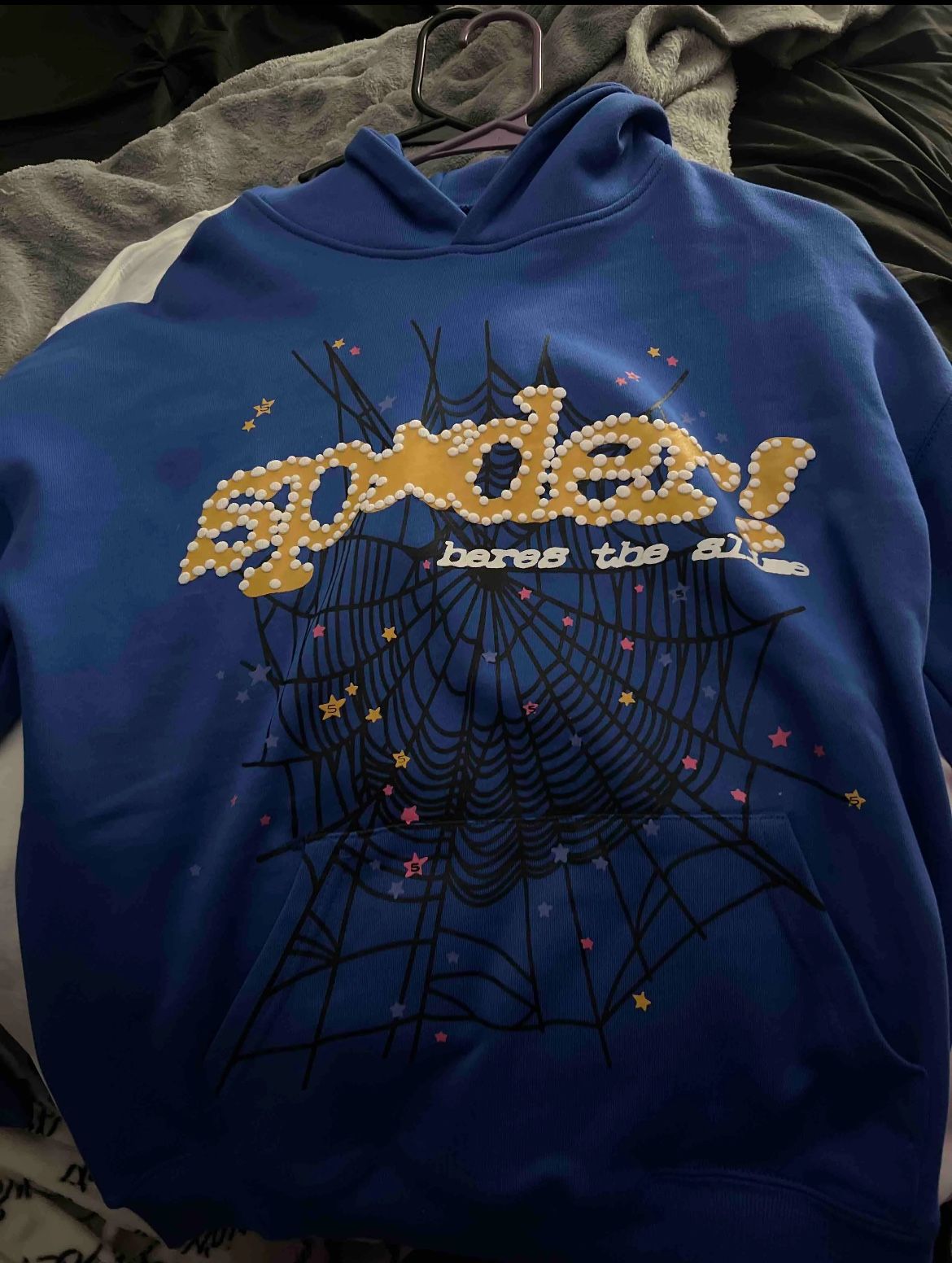 Blue And Yellow Sp5der Hoodie