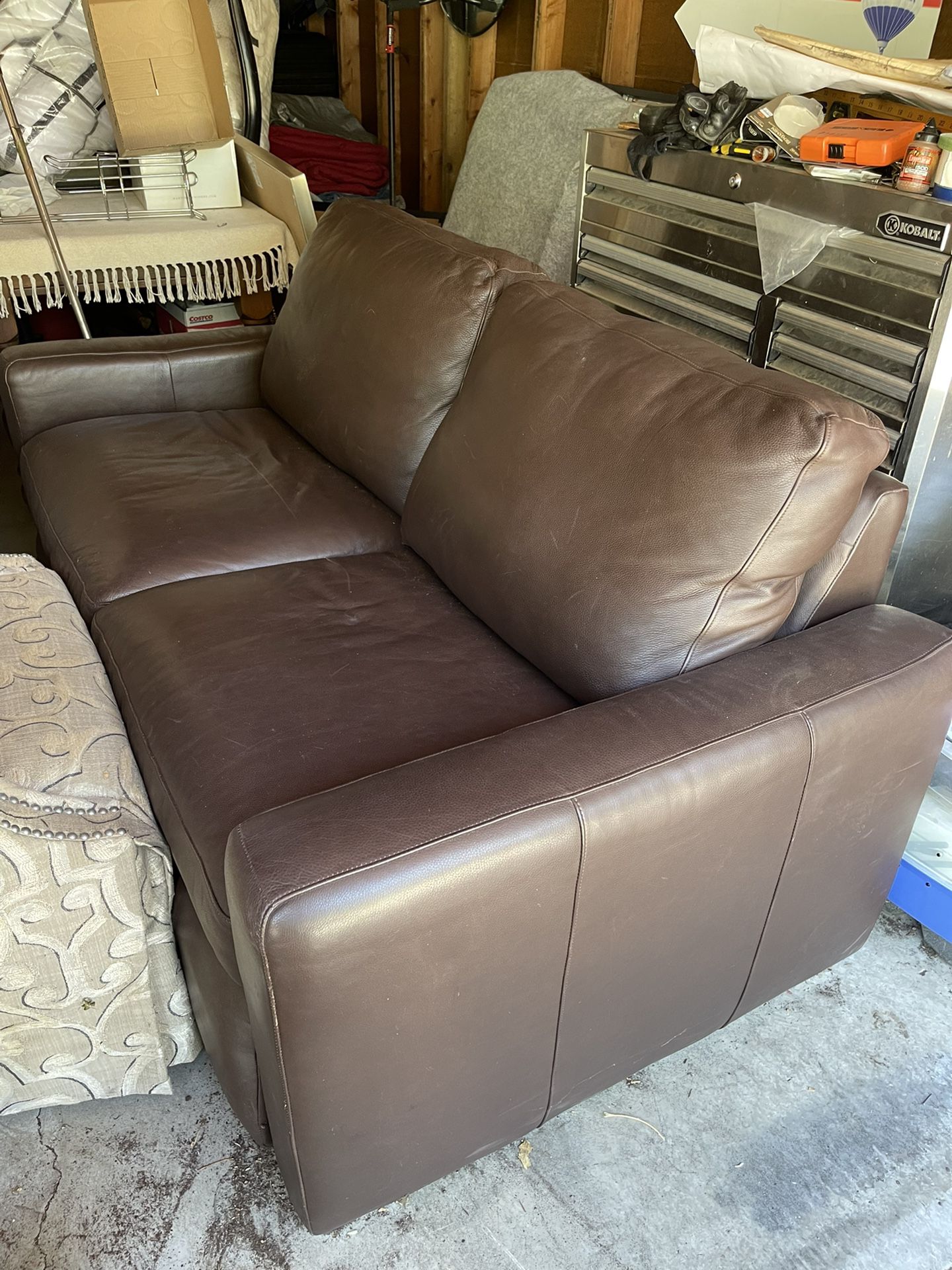 Leather loveseat sofa-bed