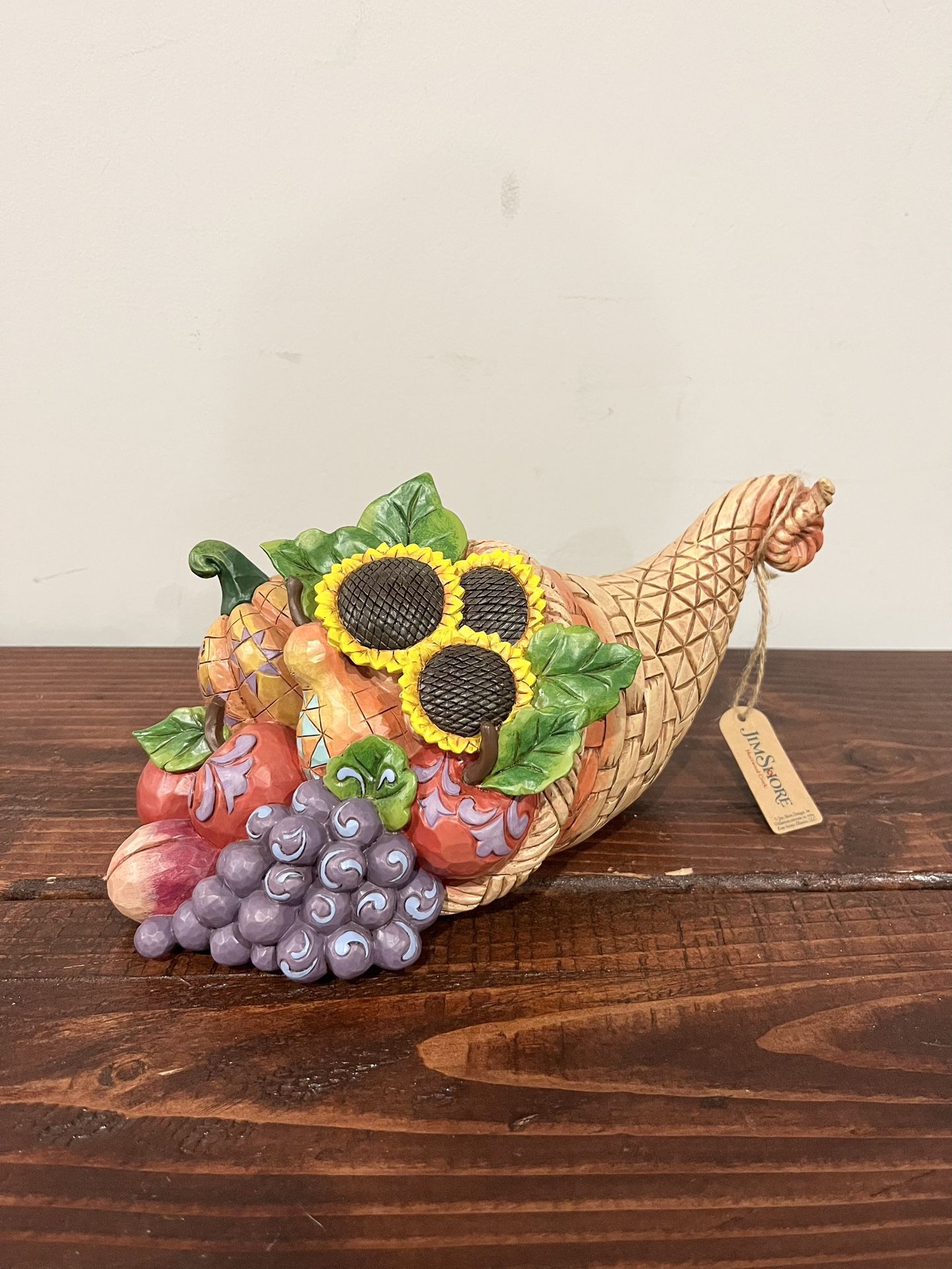 Jim Shore CORNUCOPIA SUNFLOWERS FIGURINE Fall ABUNDANT HARVEST (contact info removed) Tag