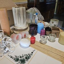 Assorted Candles and Holders N Misc Goods 