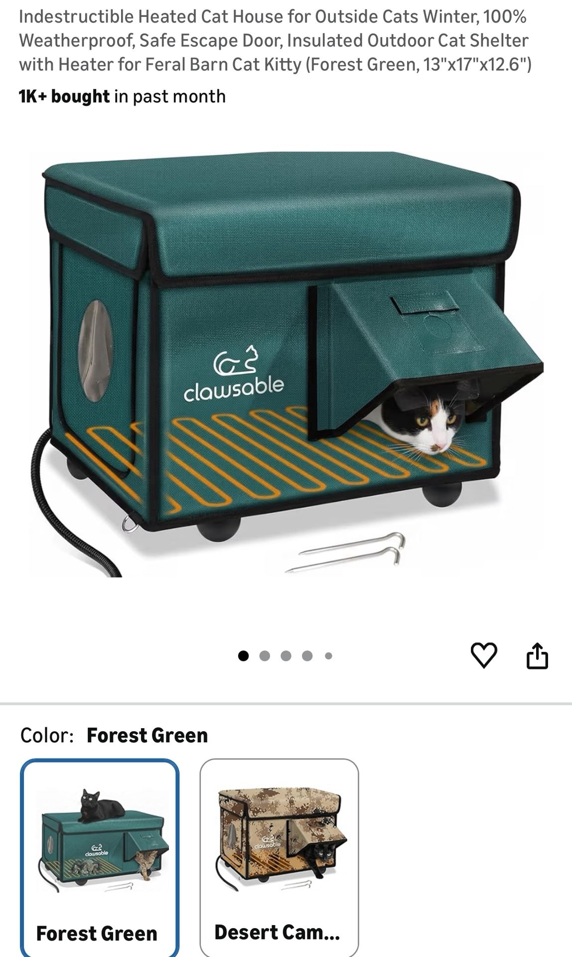 Heated Cat House for Outside Cats Winte $45