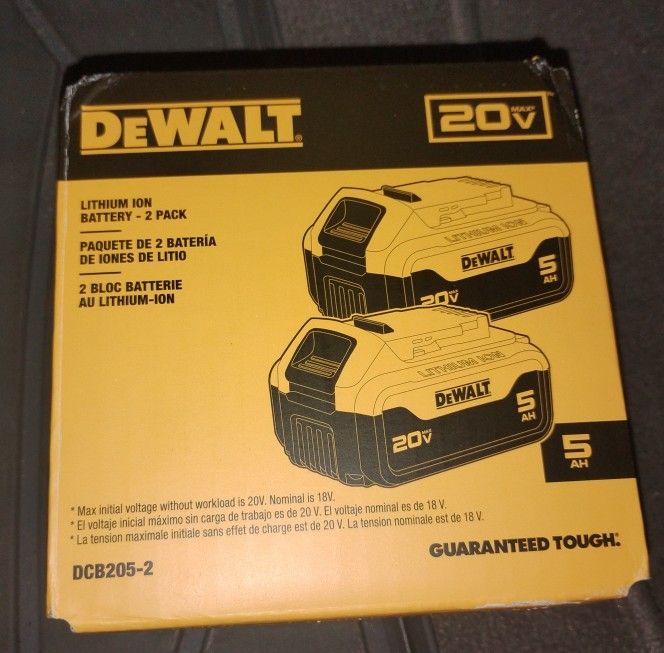 DEWALT DCB205-2 20V MAX 5AH LITHIUM ION BATTERY 2 PACK NEW