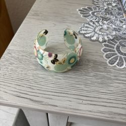 Two Large Chunky Acrylic Bracelets, Floral