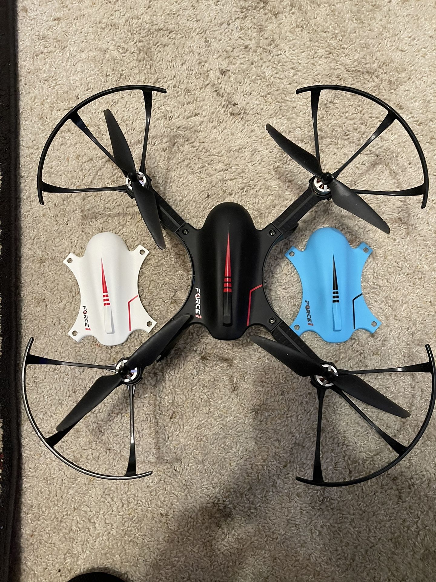 Brushless drone, comes with alternate color ways, extra blades, includes the remote and charger and everything you need to get this thing in the sky! 