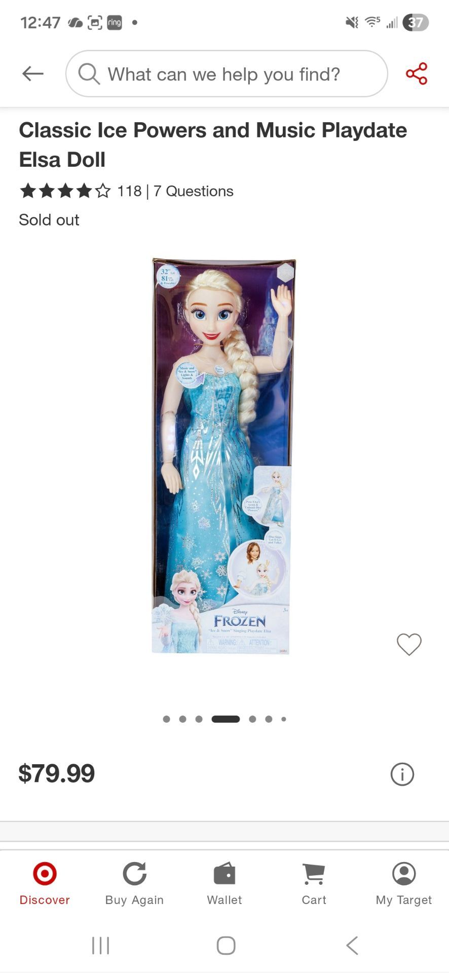 Elsa life size doll. Sings and lights up. Located off 63rd Ave and Olive