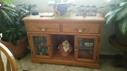 Golden Oak table and chairs with matching buffet