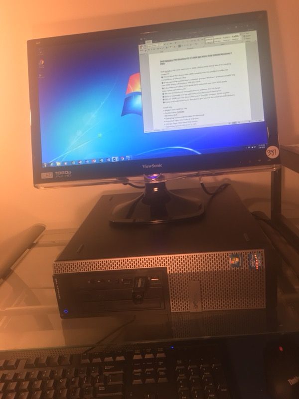 Dell 790 Optiplex Intel Core i7-2600 3.4GHz 8gb ram 300gb Win 7 Pro desktop