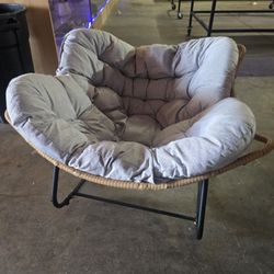 Indoor & Outdoor Rocking Chair, Oversized Rattan Royal Rocking Chair with Padded Cushion, Rocker Egg Chair for Living Room, Patio, Front Porch, Backya