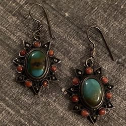 boho metal and stone star earrings made and purchased in India