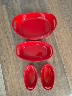 Rachel Ray Red Ceramic Oval Baking Dish Set of 4