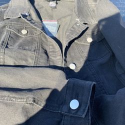 Womens New Black Cropped Jean Jacket 