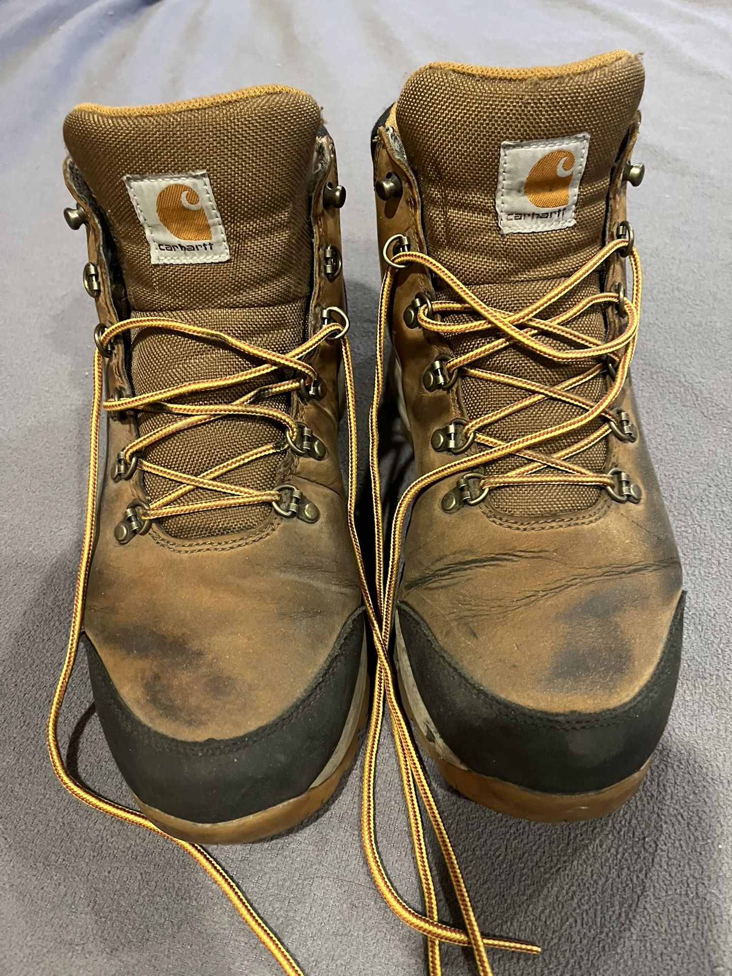 Mens Used Carhartt Steel Toe Work Boots Size 11.5