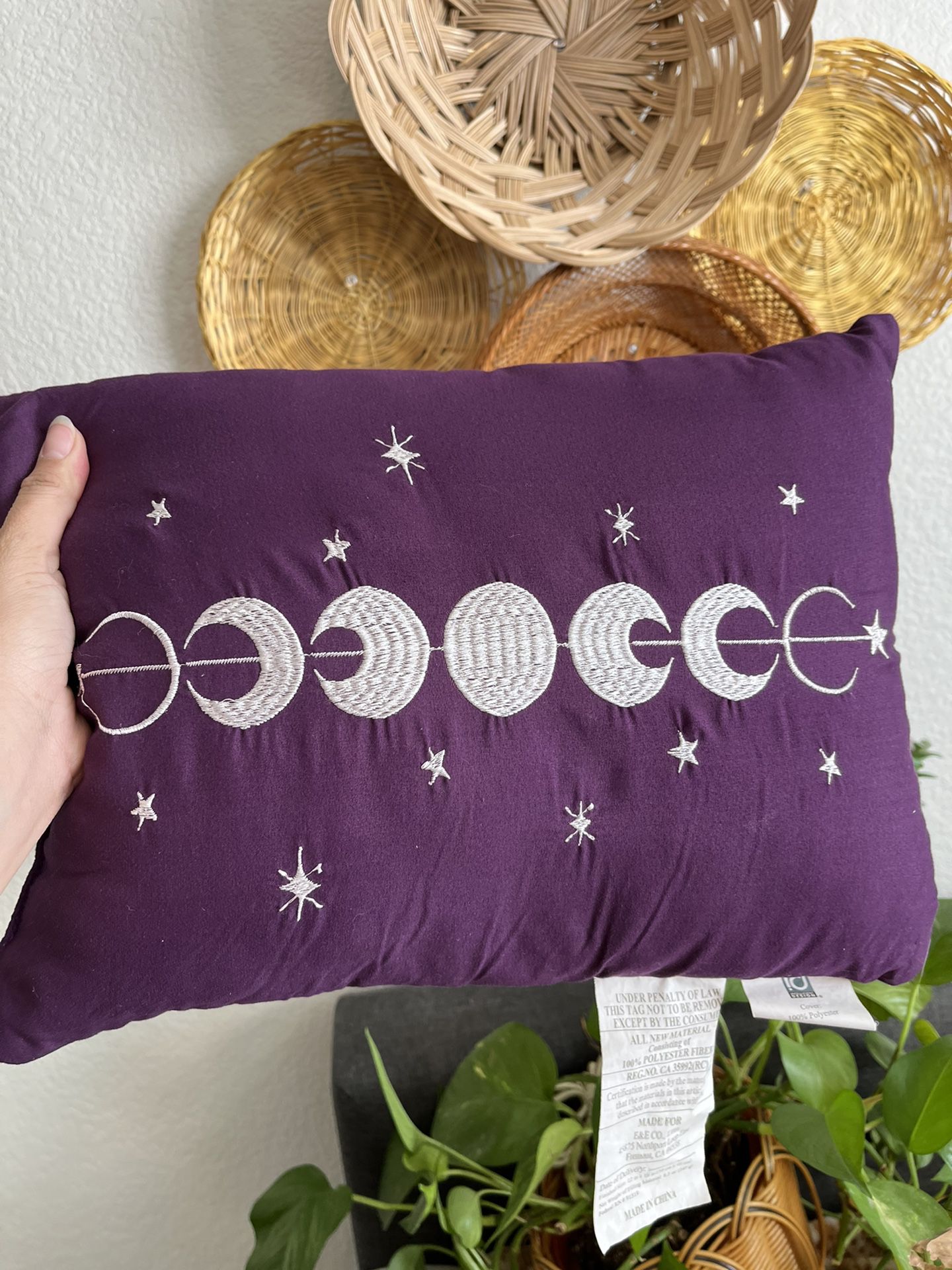 Purple Moon Phase Accent Plush Pillow