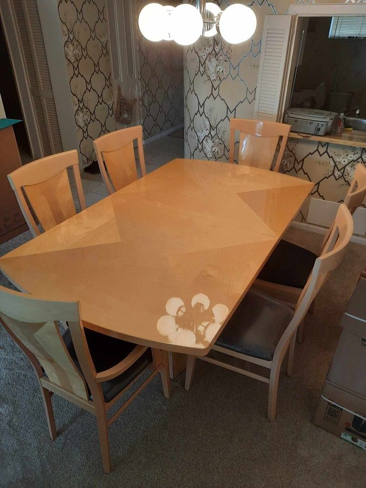 Italian Laquer Dining Room Set Six Seat 