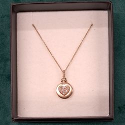 Gold Necklace Chain, Heart Pendant 10k 3.42gms