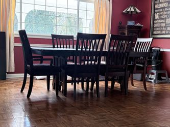 Dark Wood Dining Table with 6 Chairs