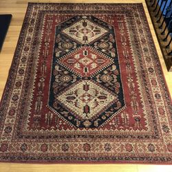5x8’ Area Rug- Traditional Design Maroon/navy/tan