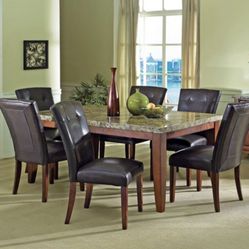 Marble Dinning Room Table 6 Chairs