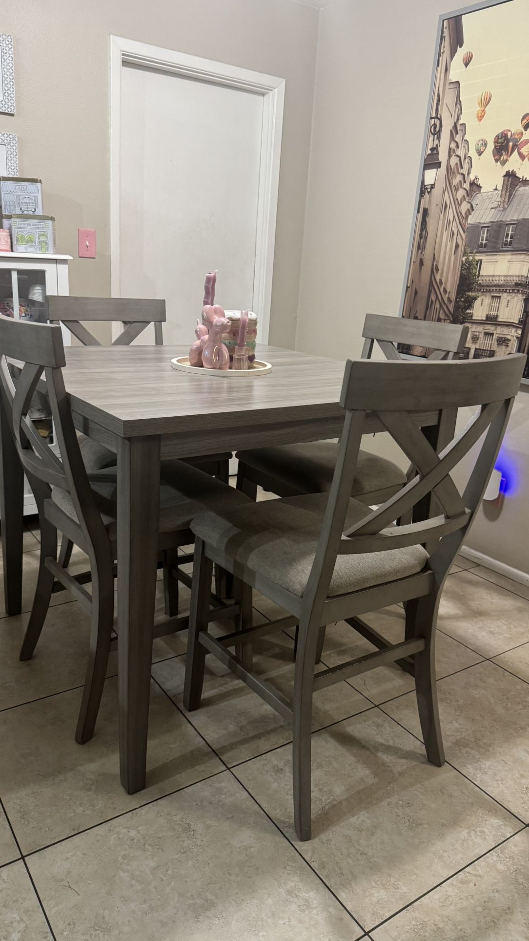 Gray dining room table