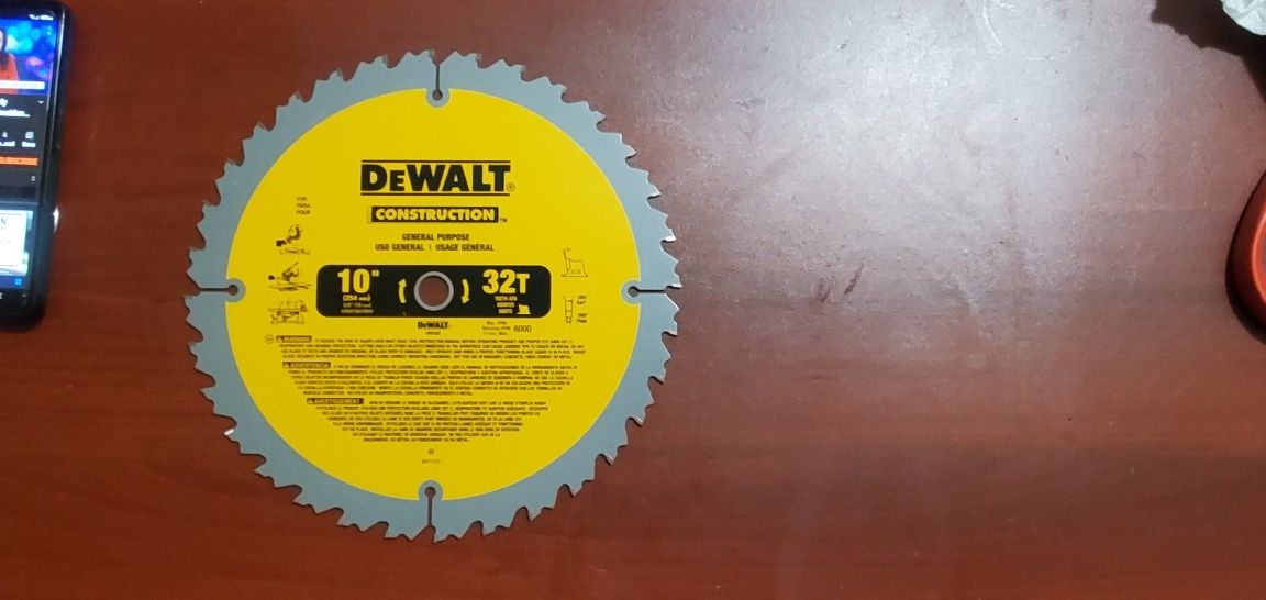 DeWalt 10" 32 Tooth General Purpose Construction Blade