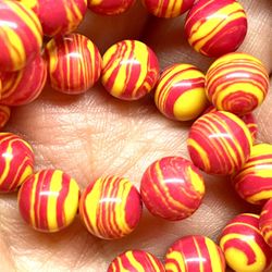 8mm Ylw/Orange Candy Stone Beads 