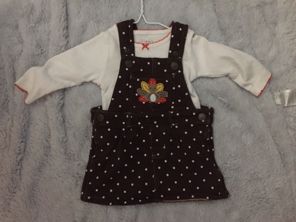 Baby Girl Carters Thankgiving Turkey 6 Months Overall Dress  