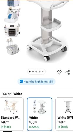 Salon Trolley Cart - Aluminum Mobile Trolley Stand Medical Rolling Carts for Ultrasonic Cavitation RF Machine Manicure Spa Shelf (White)