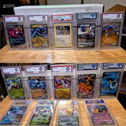 10 Pokémon Graded and 4 Pokémon Authentic Collectible Slabs