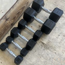 New pair of 5,10,30lb rubber dumbbells. New in box $90 