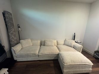 Cream Boucle Sectional Sofa with Chaise