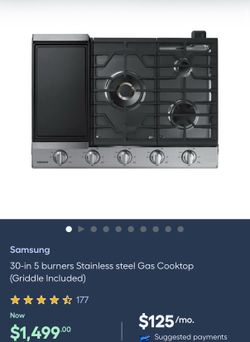 Samsung 30-in 5 burners Stainless steel Gas Cooktop (Griddle Included)