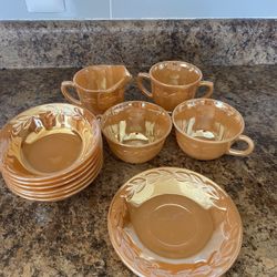 Orange Depression Glass Tea Set