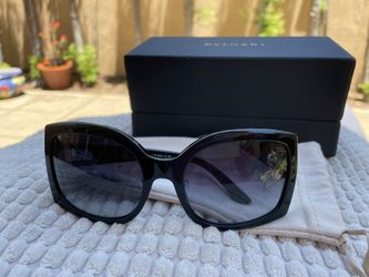 BVLGARI Black Square Butterfly Swarovski Crystal Sunglasses 