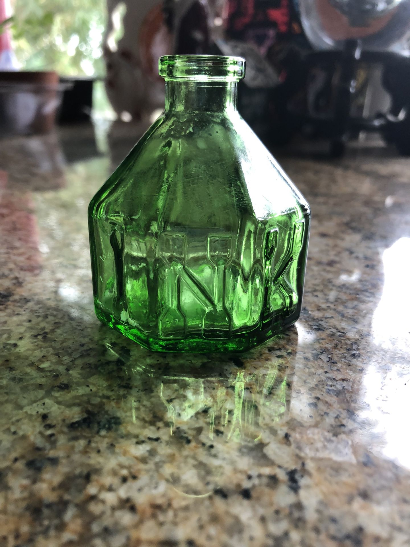 Wheaton NJ Glass Green Ink Pot Inkwell V7794 USA Rare Fountain Pen Ink Bottle Vintage Collectible