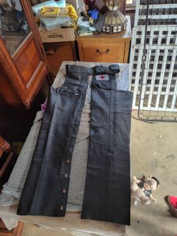 Black Leather Motorcycle Chaps