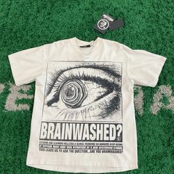 Hellstar Brainwashed Graphic Eye White Cotton Men's Short Sleeve T-Shirt