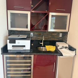 Red cabinets
