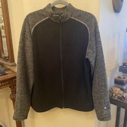 KUHL Men Brown Earthy Color Alpaca Fleece Full Zip Sweater Jacket Size Medium