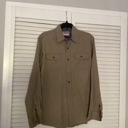 Wrangler Beige Work Button Down Long sleeve Shirt  