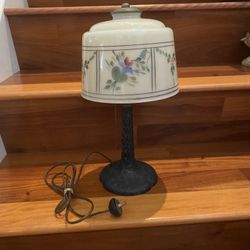 Antique   “ Handel Lamp”   Hand Painted Glass Shade
