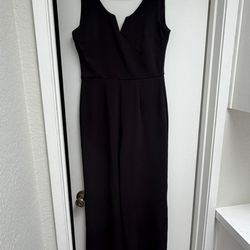 Black V-Neck Sleeveless Wide Leg Jumpsuit
