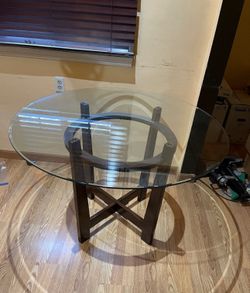 Round glass dining table