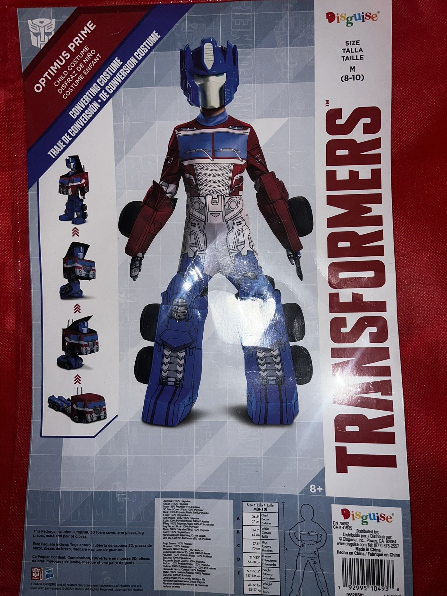 Optimus Prime transformer Costume