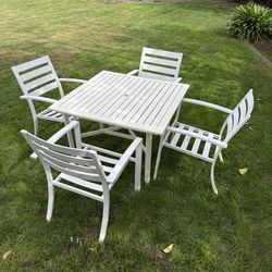 Aluminum patio table and 4 stacking chairs