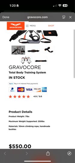 GRAVOCORE Portable Home Gym System NEW ($550 Retail)